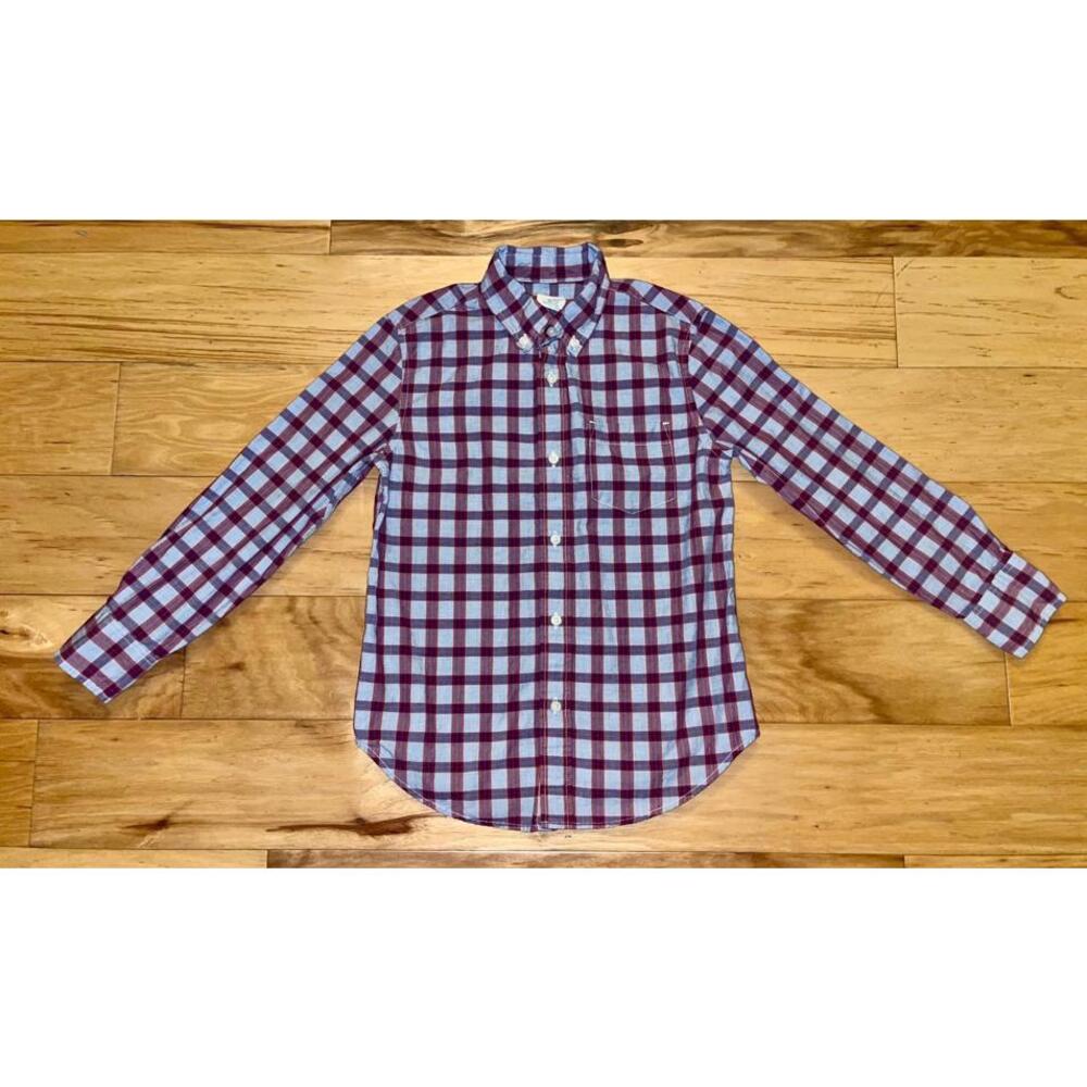CREWCUTS BOYS BLUE & RED PLAID BUTTON DOWN SHIRT SIZE 8 EXCELLENT COND LD9
